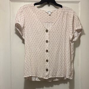 Market & Spruce Cream Floral Button-Up Blouse